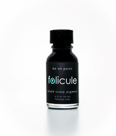 Folicule black scalp pigment bottle from FYT Tattoo Supplies New York on white background