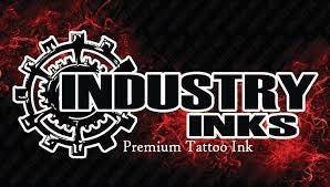 INDUSTRY INKS Premium Tattoo Ink logo with red smoke background, FYT Tattoo Supplies New York