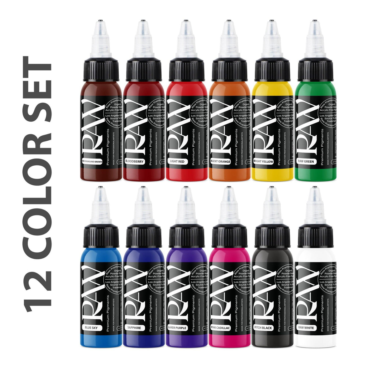 Raw Ink-BASIC SET (12 Bottles) - Tattoo Ink - FYT Tattoo Supplies New York