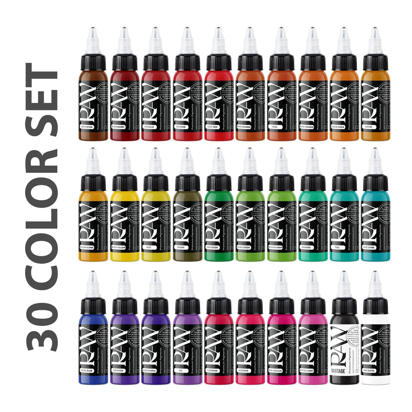 Raw Ink-30 COLOR SET - Tattoo Ink - FYT Tattoo Supplies New York