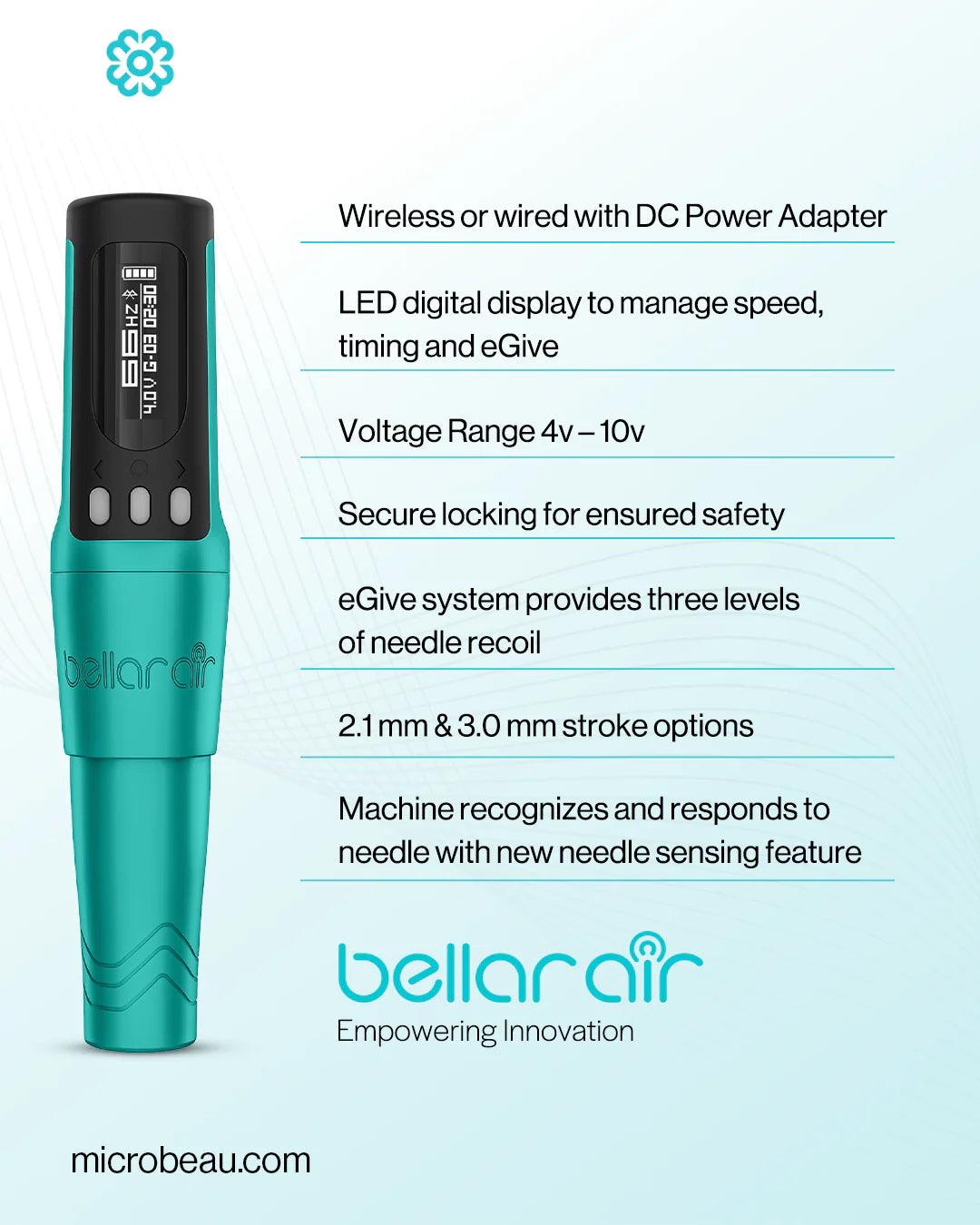 Bellar Air Microbeau Blue + 1 Battery Packs 3.0mm - PMU Supplies - FYT Tattoo Supplies New York