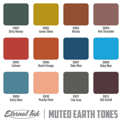 ETERNAL INK-Muted Earth Tones Set-1 oz - Tattoo Ink - FYT Tattoo Supplies New York