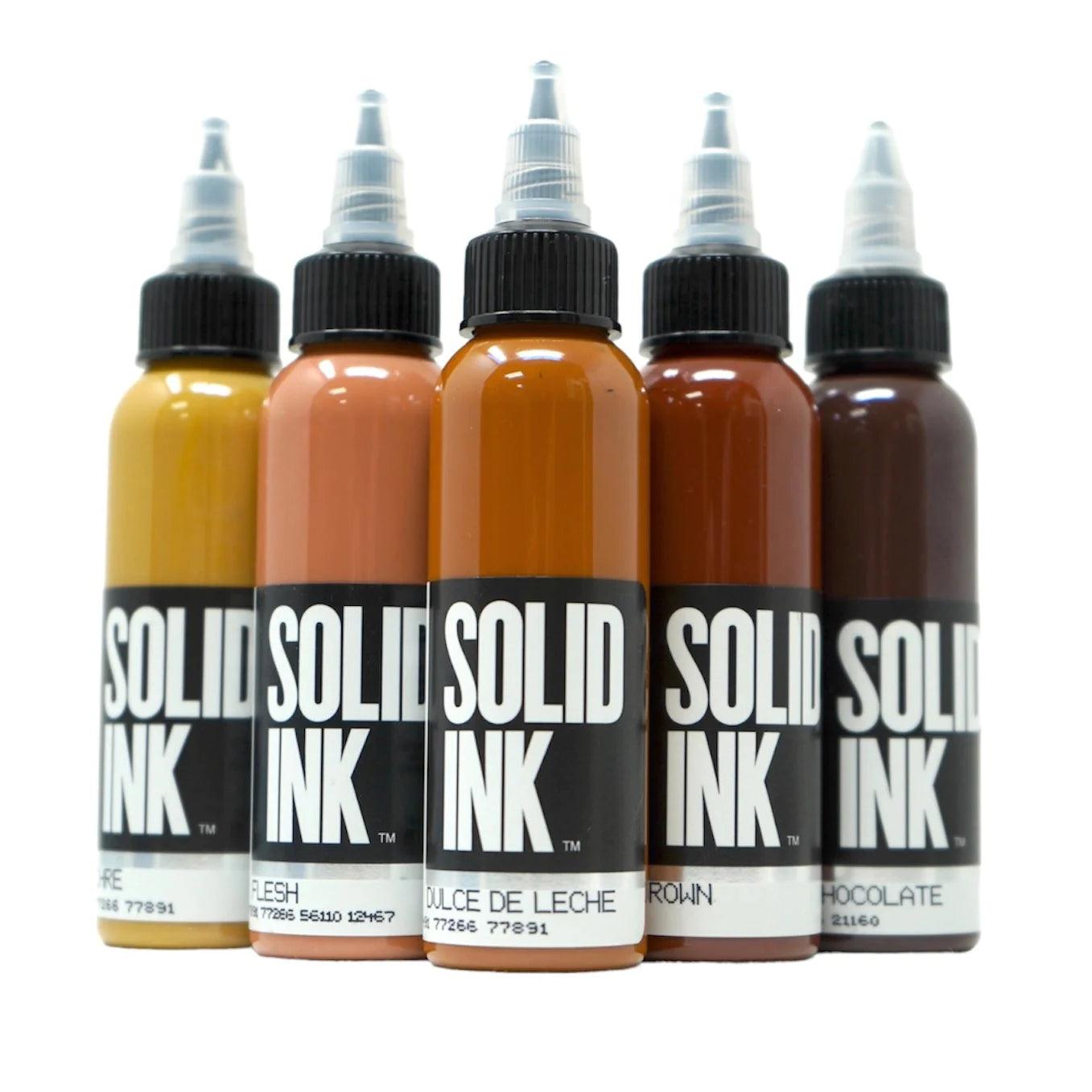 Solid Ink Brown Set | 5 by 4 Price - Tattoo Ink - FYT Tattoo Supplies New York