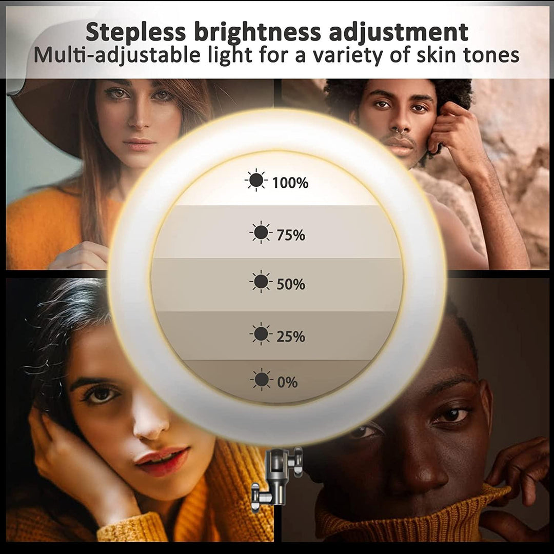 Ring Light 18 Inches, Dimmable 2700K-6500K, LED Ring Light with Adjustable Stand & Cell Phone Holder - Power Tool Batteries - FYT Tattoo Supplies New York