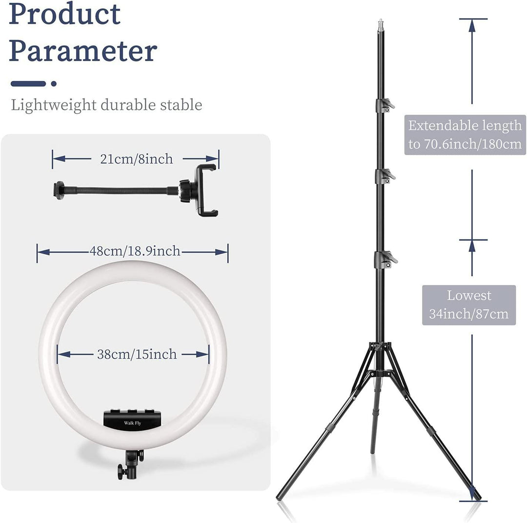 Ring Light 18 Inches, Dimmable 2700K-6500K, LED Ring Light with Adjustable Stand & Cell Phone Holder - Power Tool Batteries - FYT Tattoo Supplies New York